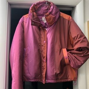 Urban Outfitters orange and pink puffer jacket